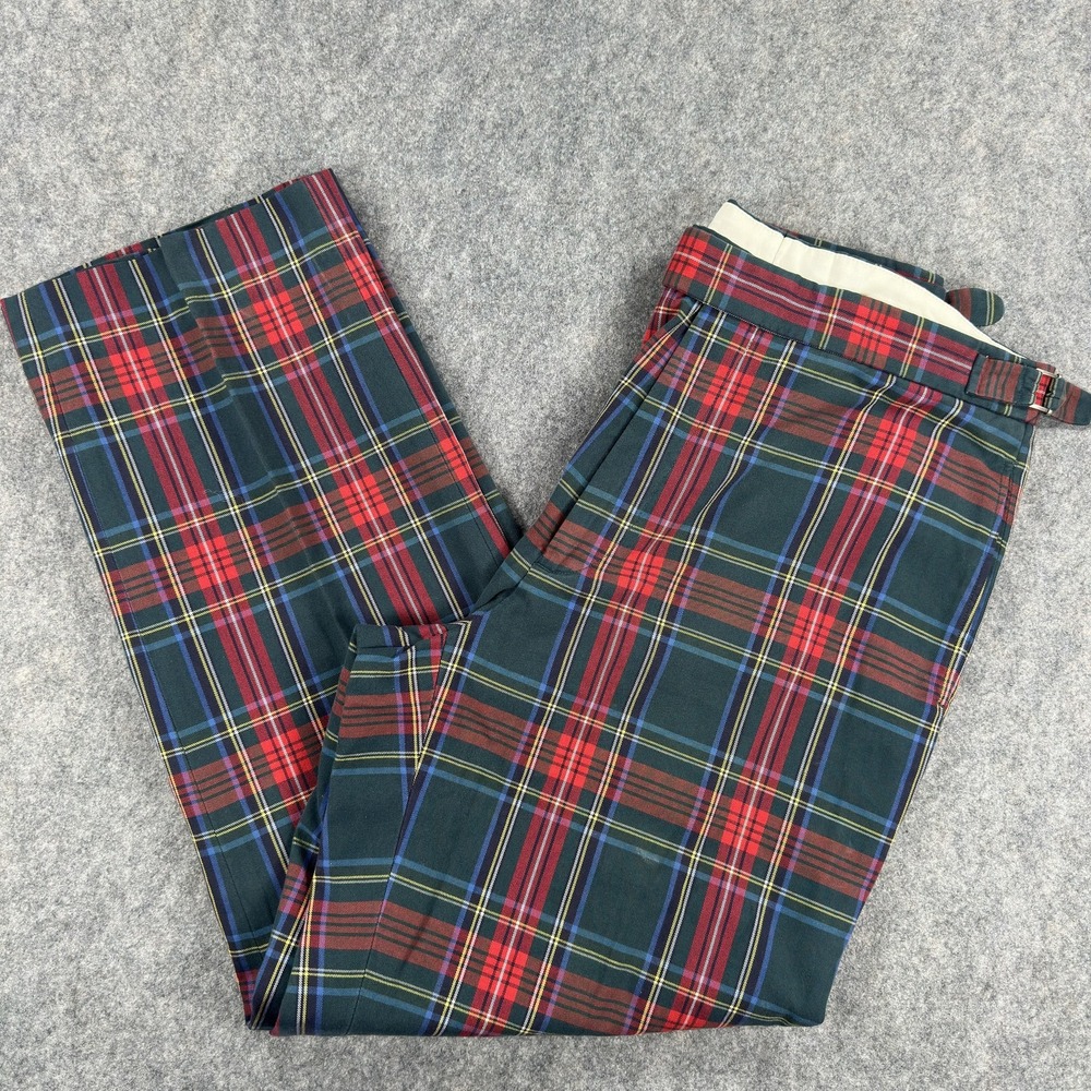 Vintage Polo Ralph Lauren Pants Mens 33x30 Tartan Plaid Side Tabs Made USA 90s